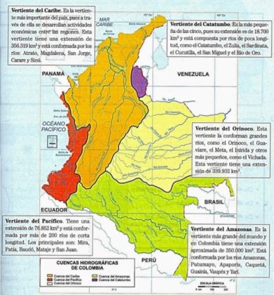 Hidrografía de Colombia cuencas vertientes ríos embalses lagos