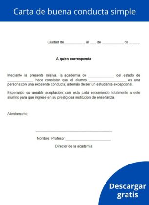 Carta de buena conducta cómo hacerla, ejemplos, formato