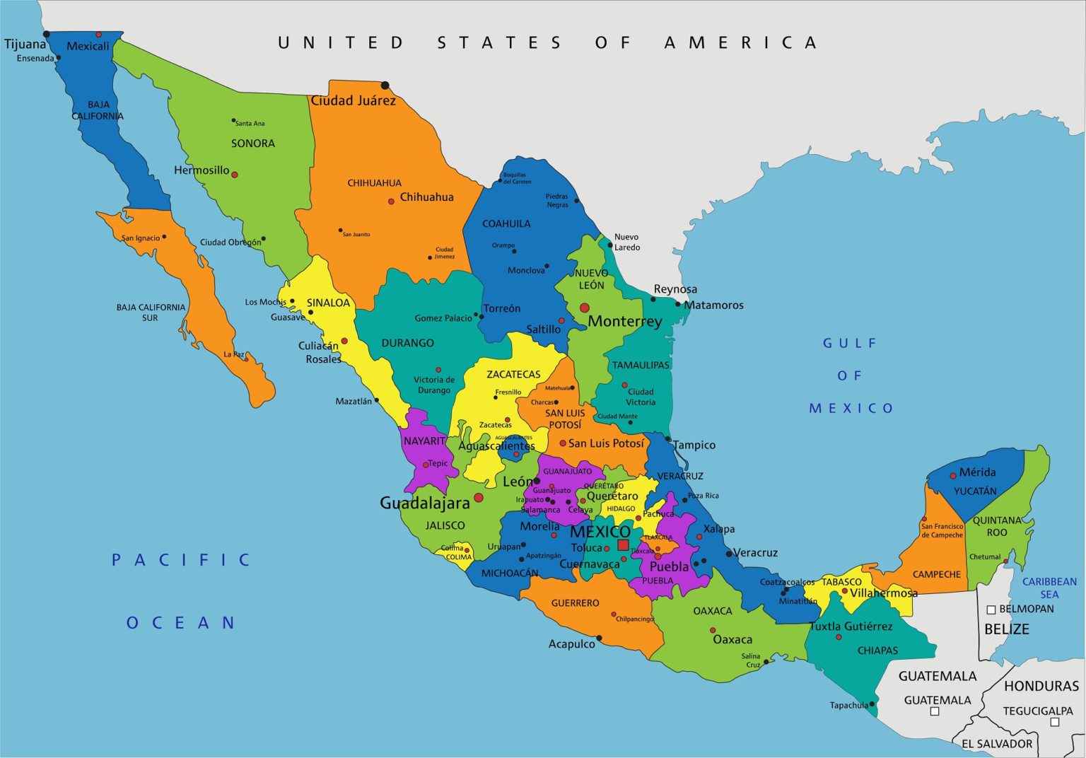 Mapa De Mexico Con Nombres Grandes 5411